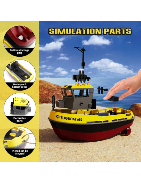 Barco RC Remolcador 1/72 SHANTOU TX686 40 Min de Juego Barco RC Remolcador 1/72 SHANTOU TX686 40 Min de Juego