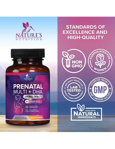 Vitaminas Prenatales Nature's Nutrition 60 Gelatinas Blandas DHA