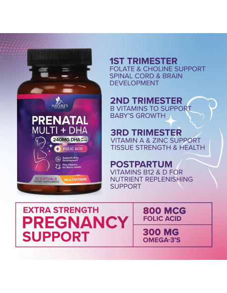 Vitaminas Prenatales Nature's Nutrition 60 Gelatinas Blandas DHA Vitaminas Prenatales Nature's Nutrition 60 Gelatinas Blandas DHA