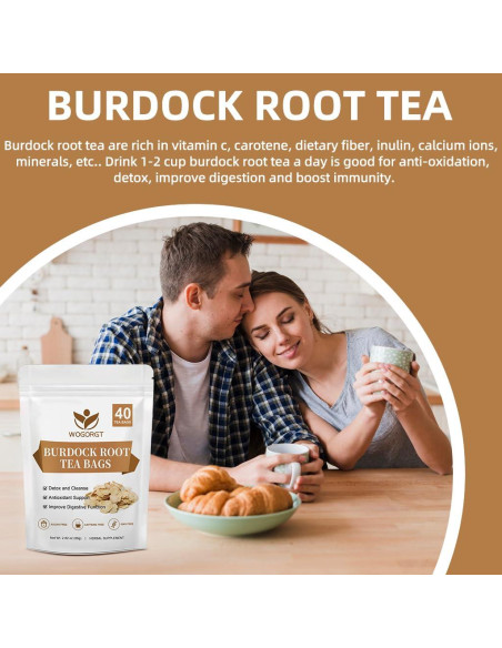 Té de Raíz de Bardana WOGORGT - 40 Bolsitas Sin Cafeína Té de Raíz de Bardana WOGORGT - 40 Bolsitas Sin Cafeína