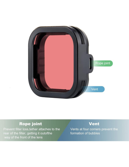 Filtro Subacuático YALLSAME para GoPro HERO9 10 11 12 - Rojo y Magenta Filtro Subacuático YALLSAME para GoPro HERO9 10 11 12 - Rojo y Magenta