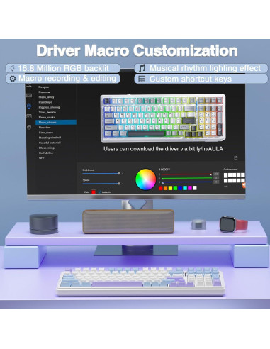 Teclado Mecánico Inalámbrico AULA F99 RGB 99 Teclas