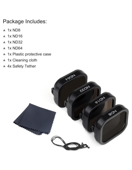 Paquete de 4 Filtros ND8 ND16 ND32 ND64 para GoPro Hero 12/11/10/9 Paquete de 4 Filtros ND8 ND16 ND32 ND64 para GoPro Hero 12/11/10/9