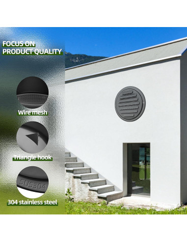 Tapa de Ventilación de Acero Inoxidable 304 3" Negra Puunkeey
