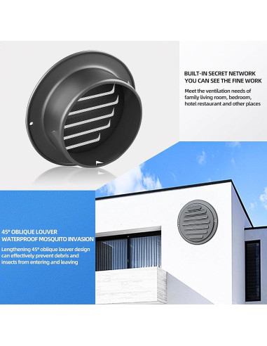 Tapa de Ventilación de Acero Inoxidable 304 3" Negra Puunkeey