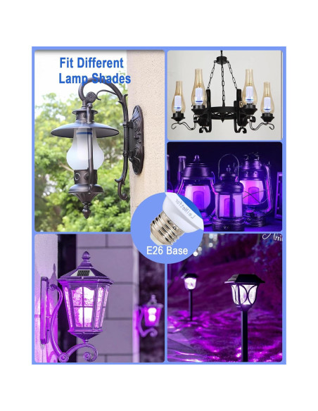 Bombillas LED de Llama Púrpura LeiNetfor E26 3W 2 Paquete Bombillas LED de Llama Púrpura LeiNetfor E26 3W 2 Paquete