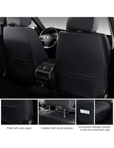 Fundas de Asiento de Coche BWTJF Negras Universales 2 Piezas