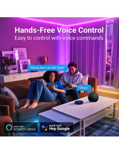 Tira de Luz LED Inteligente Hyrion 15.24m WiFi RGB con Control Voz