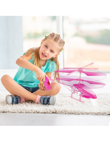 Helicóptero de Control Remoto Rosa YongnKids 3.5 Canales LED