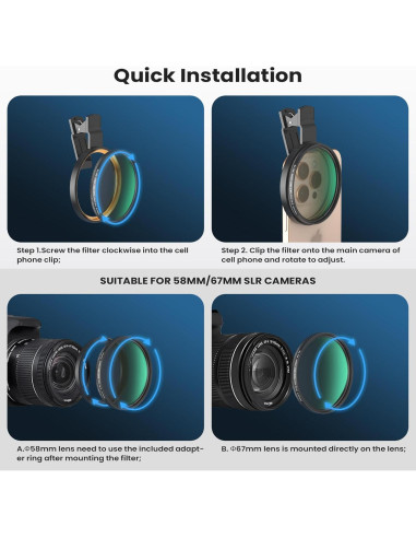 Filtro CPL 67mm Akanabi para Teléfono y Cámara DSLR