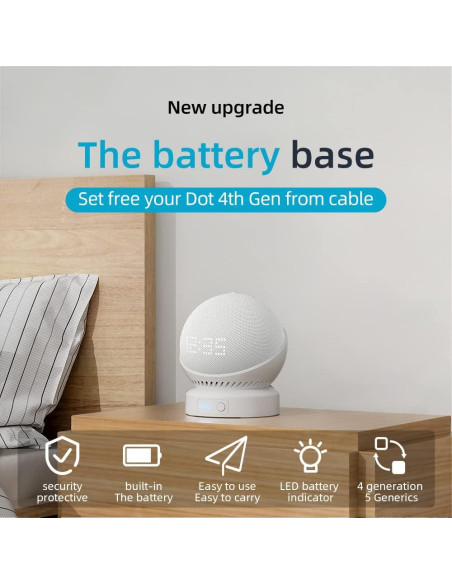 Base de batería portátil Liboer para Echo Dot 5 y Homepod Mini Base de batería portátil Liboer para Echo Dot 5 y Homepod Mini