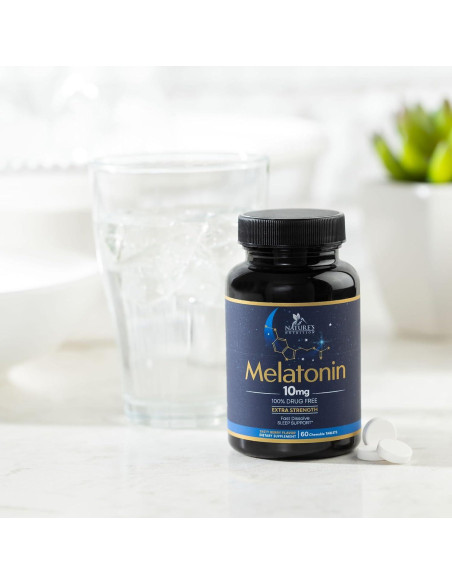 Melatonina 10 mg Nature's Nutrition - Tabletas Disolventes Sabor Fresa, 60 Unidades