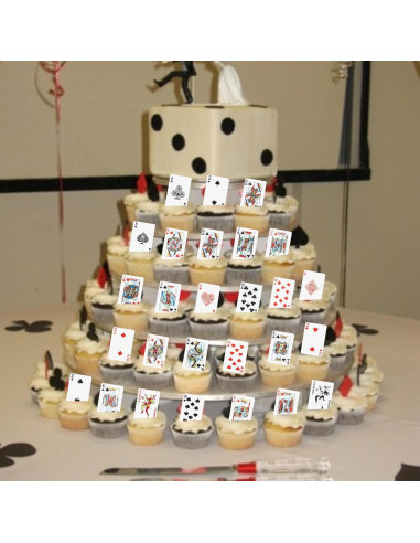 Toppers de Cupcakes de Póker Rsstarxi - 52 Decoraciones Comestibles