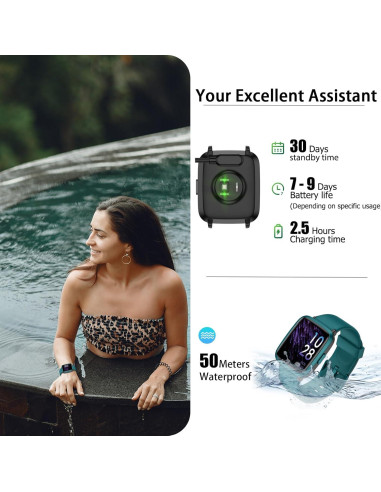 Rastreador de Fitness Stiive, Reloj Inteligente Cian 1.3"