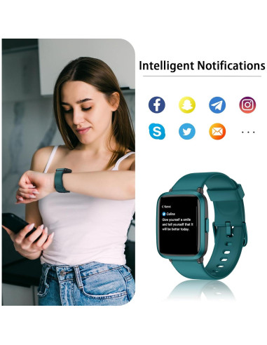 Rastreador de Fitness Stiive, Reloj Inteligente Cian 1.3"
