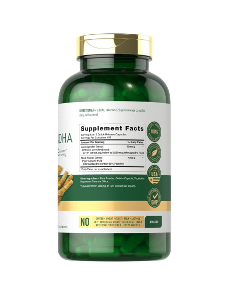 Suplemento de Ashwagandha Carlyle 3000mg - 300 Cápsulas Sin OGM Suplemento de Ashwagandha Carlyle 3000mg - 300 Cápsulas Sin OGM