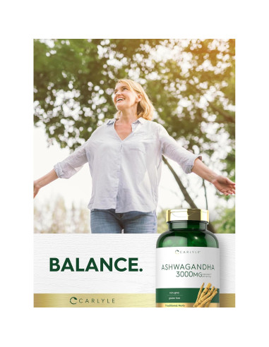 Suplemento de Ashwagandha Carlyle 3000mg - 300 Cápsulas Sin OGM