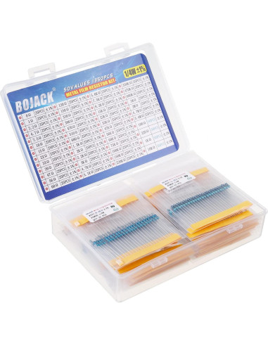 Kit de Resistores BOJACK 1350 Piezas 50 Valores 1% 1/4W