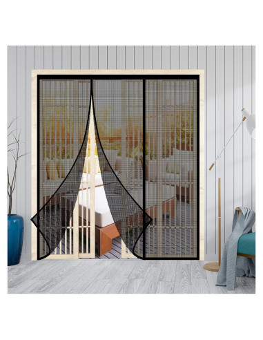 Puerta de Pantalla Magnética Veanusiver 182x203 cm Negra