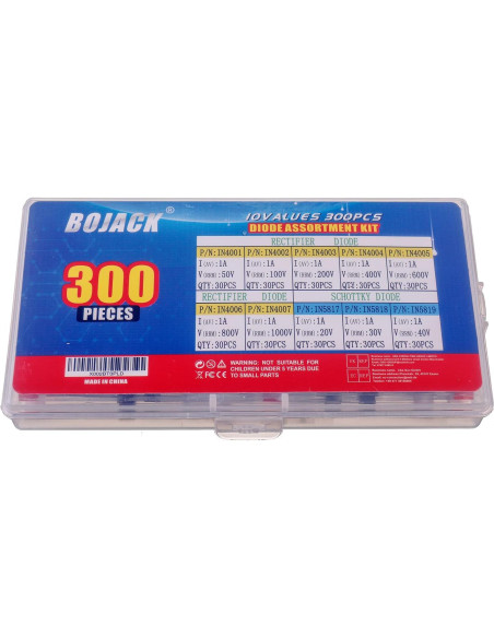 Kit de Diodos Rectificadores y Schottky BOJACK 300 pcs Kit de Diodos Rectificadores y Schottky BOJACK 300 pcs