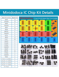 Kit de Chips IC Minidodoca 173 Pcs 20 Valores + 12 Zócalos 2
