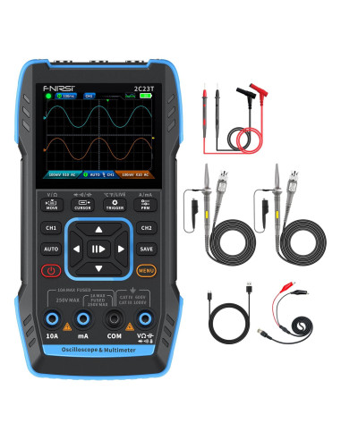 Osciloscopio Digital FNIRSI 2C23T 10MHz 2 Canales Multímetro 3 en 1