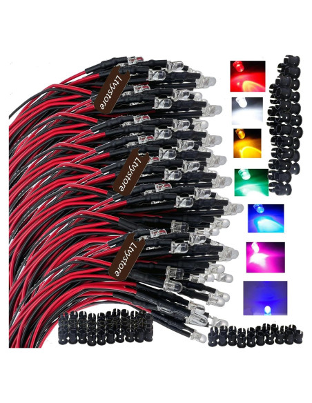 Kit 210 Pcs Diodos LED 3MM Pre Cableados 12V Ltvystore Kit 210 Pcs Diodos LED 3MM Pre Cableados 12V Ltvystore