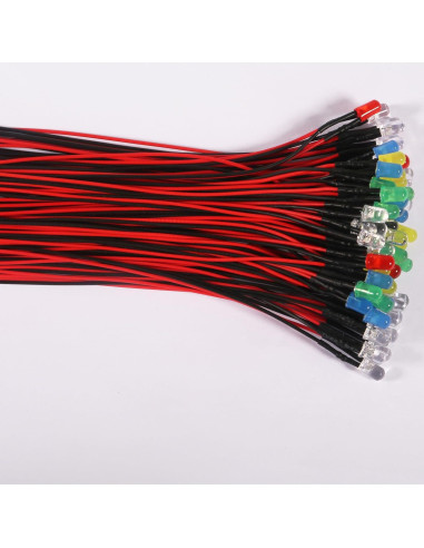 Kit de 70 Luces LED Diodos 5mm Pre Cableados ALAMSCN 12V RGB