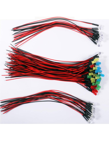 Kit de 70 Luces LED Diodos 5mm Pre Cableados ALAMSCN 12V RGB