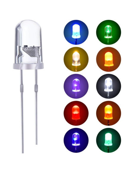 Kit de 1000 Diodos LED EBOOT 5 mm en 10 Colores Kit de 1000 Diodos LED EBOOT 5 mm en 10 Colores