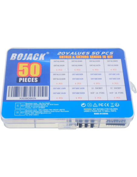 Kit de Chips Lógicos BOJACK 50 Pcs SN74LS y SN74HC Kit de Chips Lógicos BOJACK 50 Pcs SN74LS y SN74HC