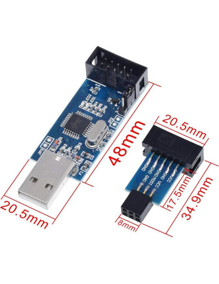 Programador USBasp POLISI3D para Microcontroladores AVR 10.19cm Programador USBasp POLISI3D para Microcontroladores AVR 10.19cm