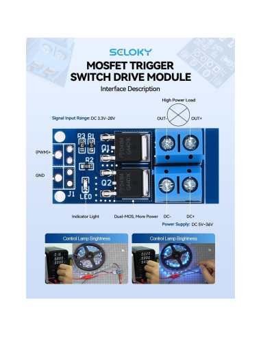 Módulo Controlador de Velocidad MOSFET Seloky 6PCS 15A 400W