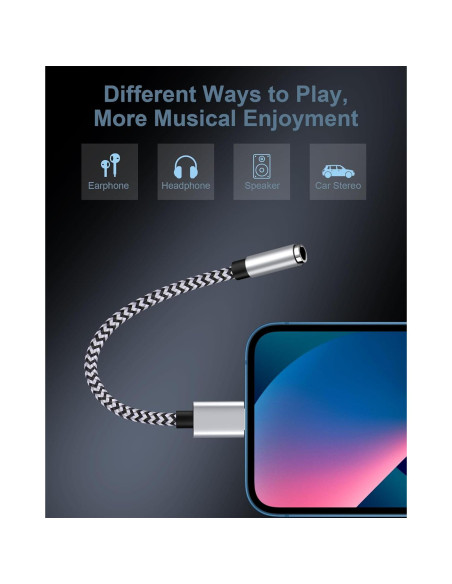 Adaptador de Auriculares Lightning a 3.5mm Haoano 2Pack Adaptador de Auriculares Lightning a 3.5mm Haoano 2Pack