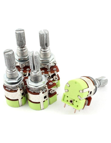 Potenciómetro Estéreo Doble Lineal Uxcell 20K Ohm 5 Pcs Potenciómetro Estéreo Doble Lineal Uxcell 20K Ohm 5 Pcs