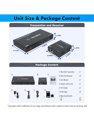 Extensor HDMI 1x4 J-Tech Digital 1080P 50m Control IR