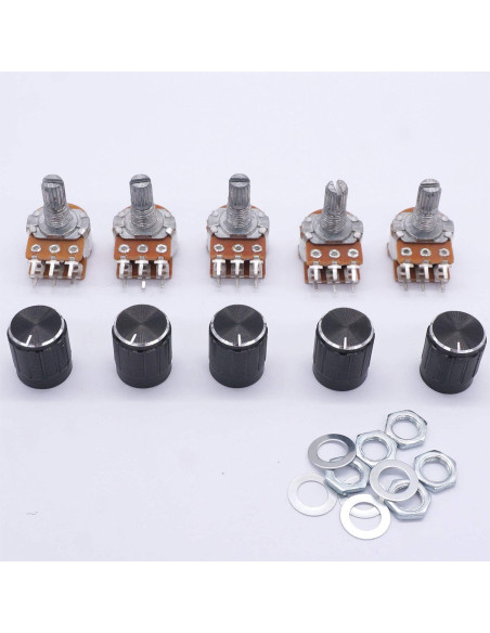 Potenciómetros Rotativos Lineales Taiss 10K Ohm 5 Piezas Potenciómetros Rotativos Lineales Taiss 10K Ohm 5 Piezas