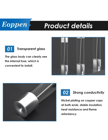 Kit de Fusibles de Vidrio 5A Eoppen 40 Pcs 3.6x10mm 5x20mm 6x30mm Kit de Fusibles de Vidrio 5A Eoppen 40 Pcs 3.6x10mm 5x20mm 6x30mm