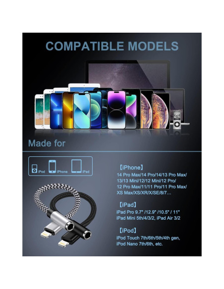 Adaptador de Auriculares Lightning a 3.5mm Haoano 2Pack Adaptador de Auriculares Lightning a 3.5mm Haoano 2Pack