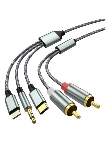 Adaptador de Audio Aux Lightning a RCA 3 en 1 Apitiong Adaptador de Audio Aux Lightning a RCA 3 en 1 Apitiong