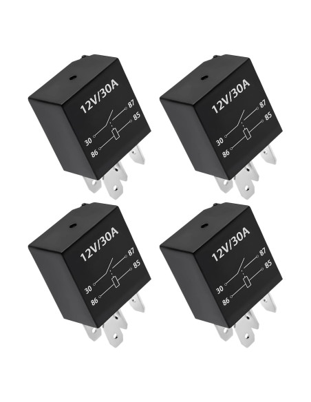 Paquete de 4 Relés 4 Pines 12V 30A Ohleats Impermeables Paquete de 4 Relés 4 Pines 12V 30A Ohleats Impermeables