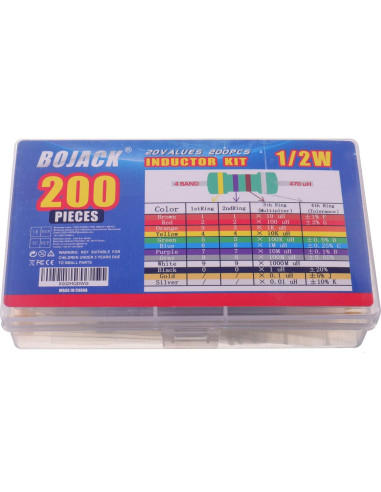 Kit de Inductores BOJACK 200 Pcs 1uH a 4.7mH 0.5W