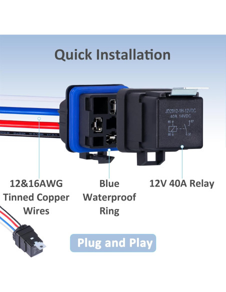 Relé Automotriz 4 Pines Ronybuy 12V 40A IP65 con Arnés Relé Automotriz 4 Pines Ronybuy 12V 40A IP65 con Arnés