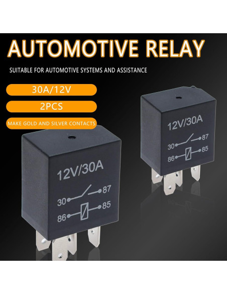 Relé Automático Jitrendo 4 Pines 12V 30A a Prueba de Agua - 2 Pcs Relé Automático Jitrendo 4 Pines 12V 30A a Prueba de Agua - 2 Pcs