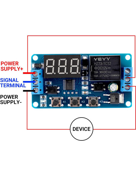 Relé Temporizador 12V DROK con Pantalla LED 4 Modos Relé Temporizador 12V DROK con Pantalla LED 4 Modos