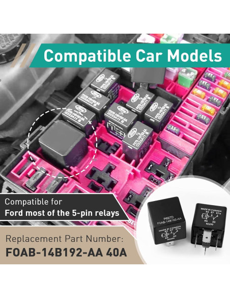 Relé Automotriz Gfdoso P6SDT FOAB-14B192-AA 12V 40A 5 Pines Relé Automotriz Gfdoso P6SDT FOAB-14B192-AA 12V 40A 5 Pines