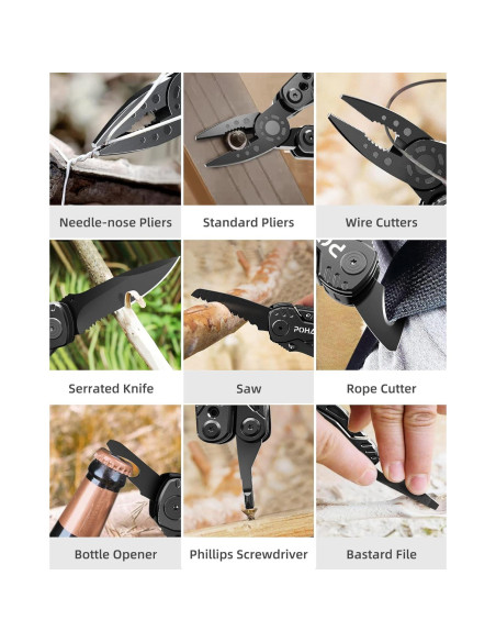 Cuchillo Multiherramienta Pohaku 13 en 1, Acero Inoxidable Cuchillo Multiherramienta Pohaku 13 en 1, Acero Inoxidable