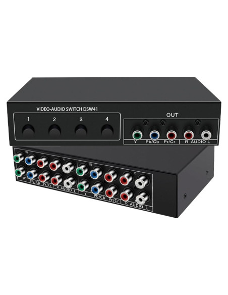 Conmutador AV Componente 4 en 1 LUKFOCAB 1080P RCA Conmutador AV Componente 4 en 1 LUKFOCAB 1080P RCA