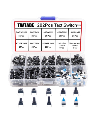 Kit de Interruptores Táctiles Momentáneos 202Pcs TWTADE