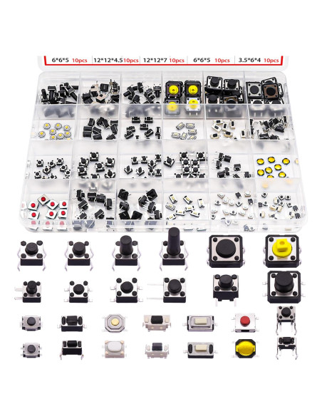 Kit de 260 Micro Interruptores Táctiles TWTADE - 26 Valores Kit de 260 Micro Interruptores Táctiles TWTADE - 26 Valores